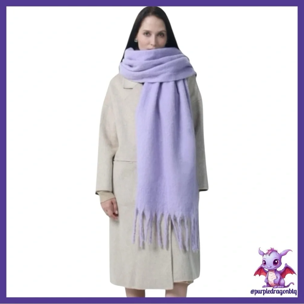 Chunky Oversized Winter Blanket Scarf With Fringe NWT